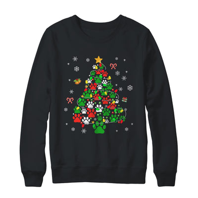 Paws Print Christmas Tree Dog Or Cat With Santa Lights Shirt & Sweatshirt | teecentury