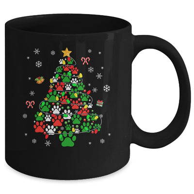 Paws Print Christmas Tree Dog Or Cat With Santa Lights Mug | teecentury