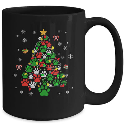 Paws Print Christmas Tree Dog Or Cat With Santa Lights Mug | teecentury