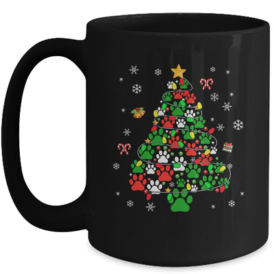 Paws Print Christmas Tree Dog Or Cat With Santa Lights Mug | teecentury