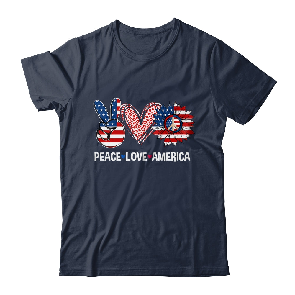Peace Love America US Flag Fourth Womens 4th Of July Patriot Shirt & Tank Top | teecentury