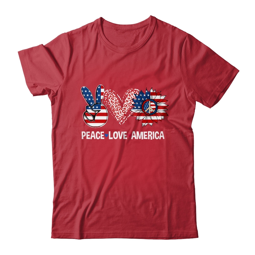 Peace Love America US Flag Fourth Womens 4th Of July Patriot Shirt & Tank Top | teecentury