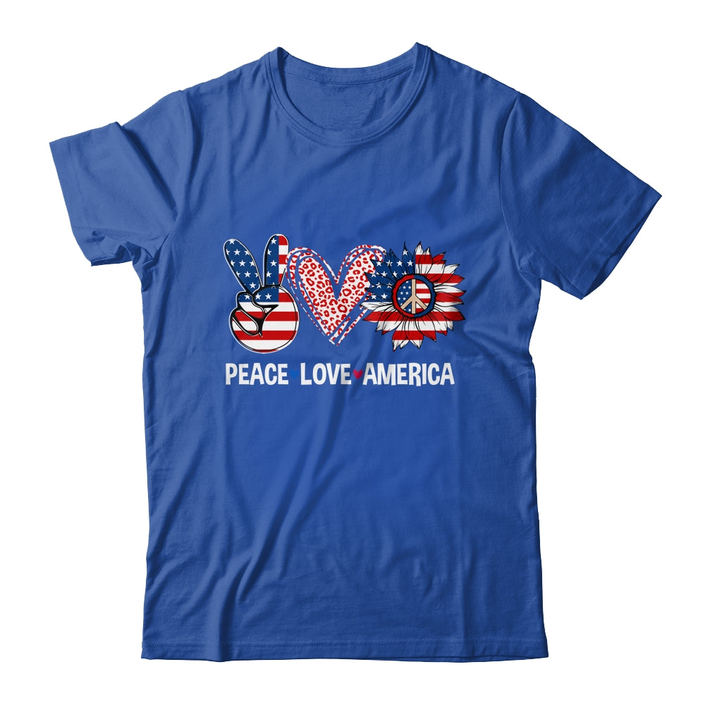 Peace Love America US Flag Fourth Womens 4th Of July Patriot Shirt & Tank Top | teecentury