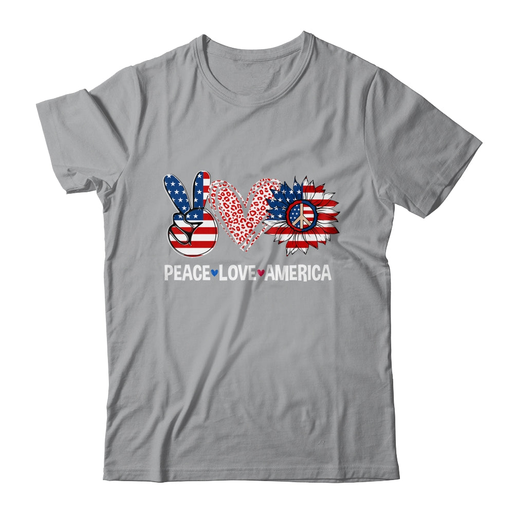 Peace Love America US Flag Fourth Womens 4th Of July Patriot Shirt & Tank Top | teecentury