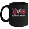 Peace Love America US Flag Fourth Womens 4th Of July Patriot Mug | teecentury