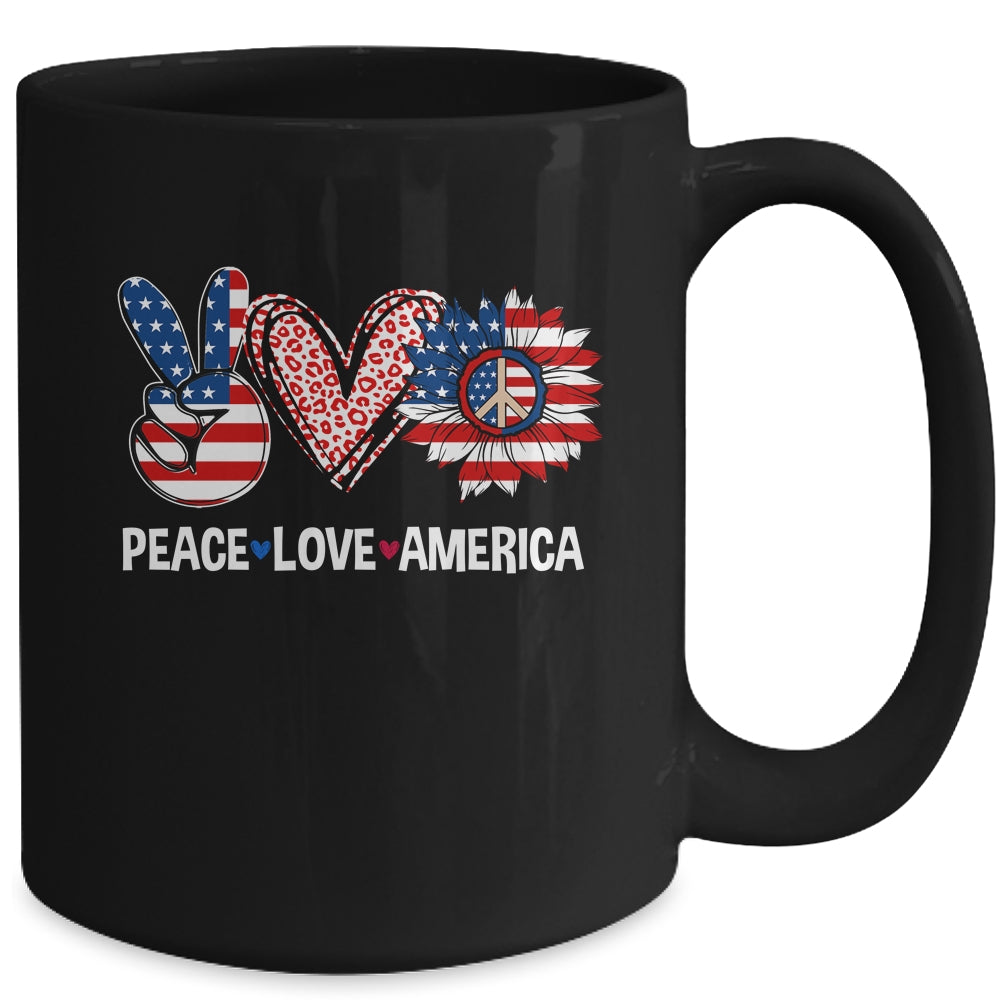 Peace Love America US Flag Fourth Womens 4th Of July Patriot Mug | teecentury