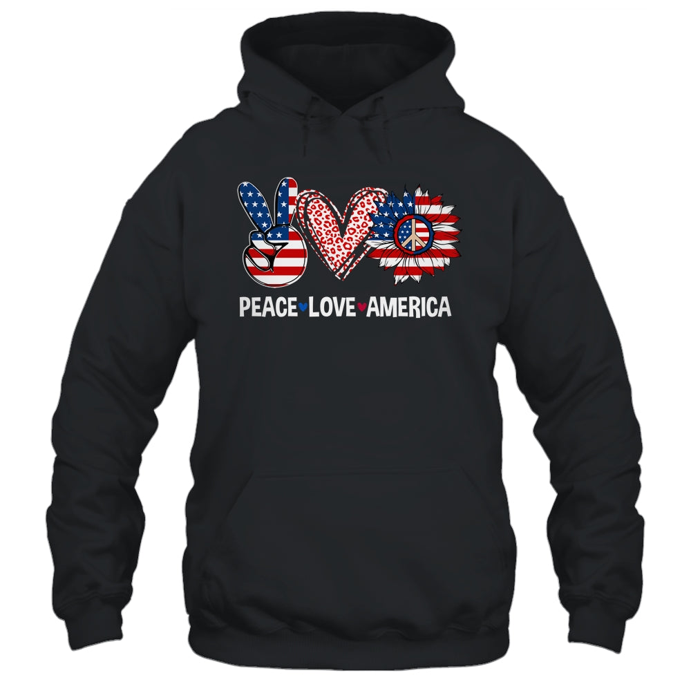 Peace Love America US Flag Fourth Womens 4th Of July Patriot Shirt & Tank Top | teecentury