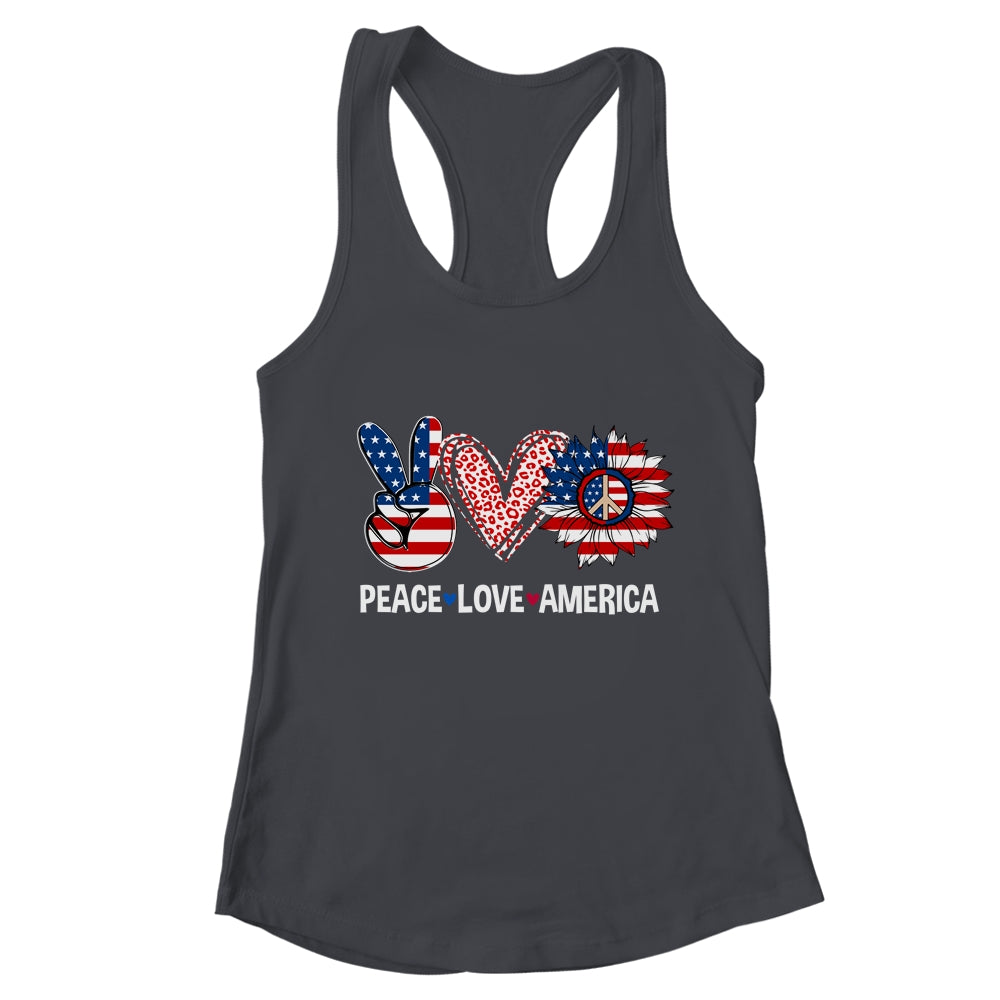 Peace Love America US Flag Fourth Womens 4th Of July Patriot Shirt & Tank Top | teecentury