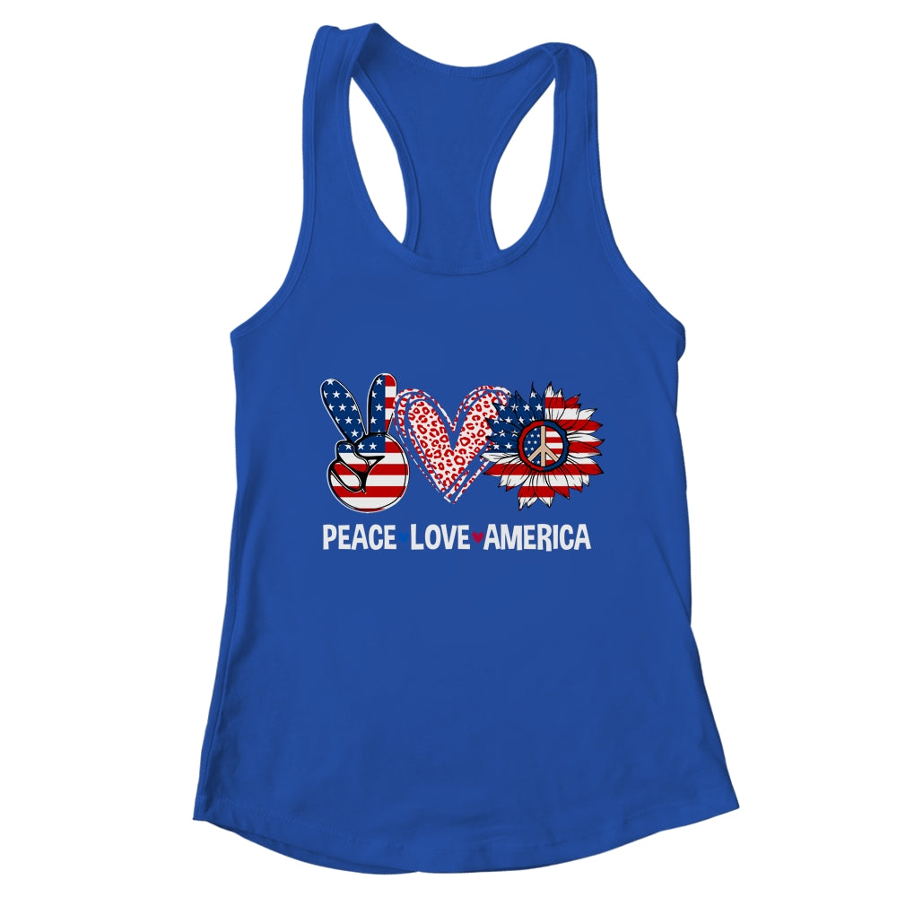 Peace Love America US Flag Fourth Womens 4th Of July Patriot Shirt & Tank Top | teecentury