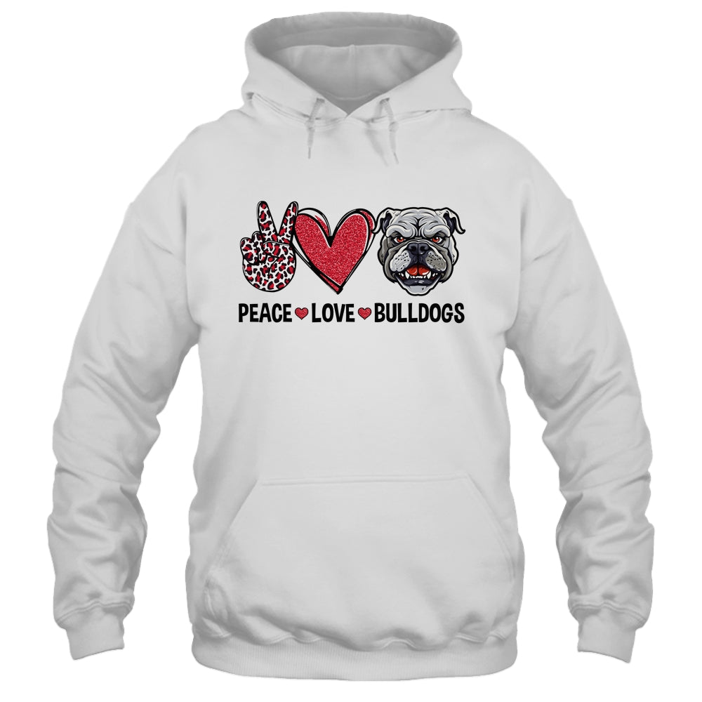 Peace Love And Bulldogs Lover Shirt & Tank Top | teecentury