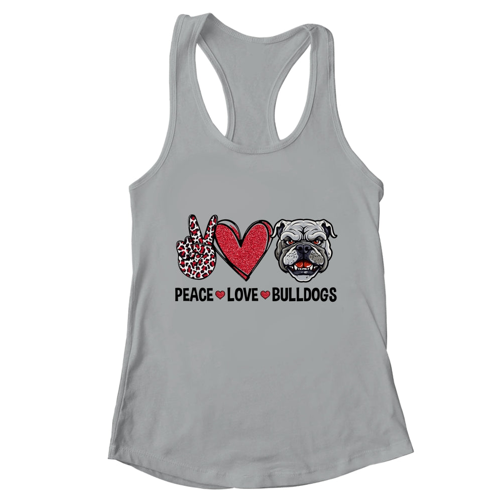 Peace Love And Bulldogs Lover Shirt & Tank Top | teecentury