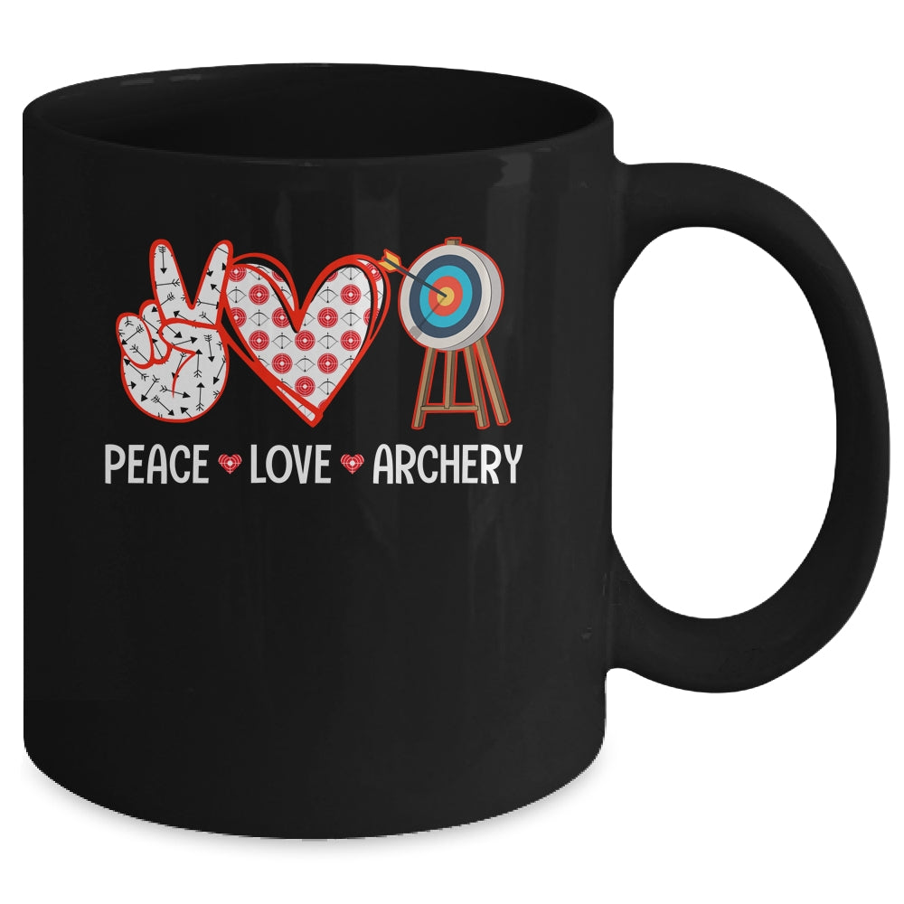 Peace Love Archery Target Men Women Girls Archers Design Mug | teecentury