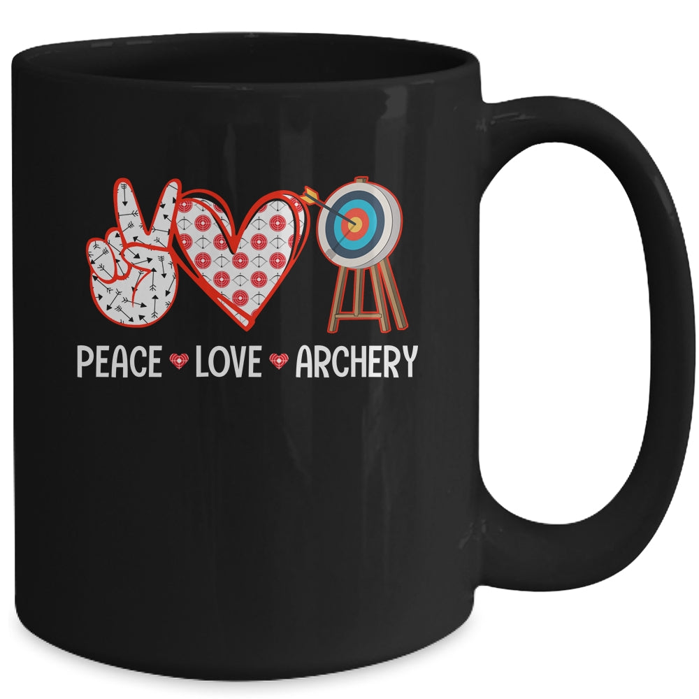 Peace Love Archery Target Men Women Girls Archers Design Mug | teecentury