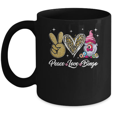 Peace Love Bingo Funny Lucky Design Bingo Gnome Lover Women Mug | teecentury