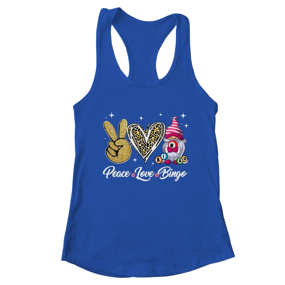 Peace Love Bingo Funny Lucky Design Bingo Gnome Lover Women Shirt & Tank Top | teecentury
