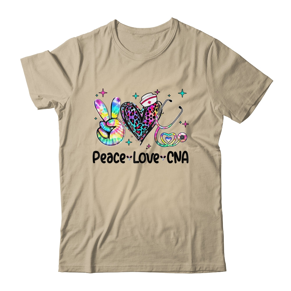 Peace Love CNA Leopard Heart Stethoscope Nursing Nurse Week Shirt & Tank Top | teecentury