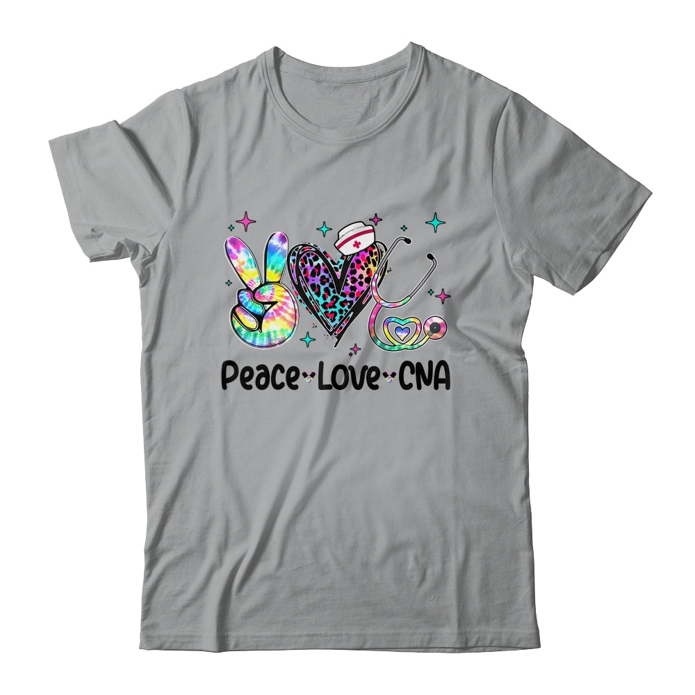 Peace Love CNA Leopard Heart Stethoscope Nursing Nurse Week Shirt & Tank Top | teecentury