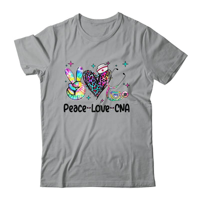 Peace Love CNA Leopard Heart Stethoscope Nursing Nurse Week Shirt & Tank Top | teecentury