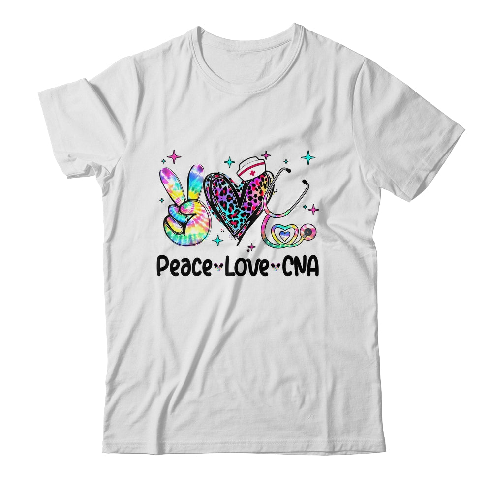 Peace Love CNA Leopard Heart Stethoscope Nursing Nurse Week Shirt & Tank Top | teecentury