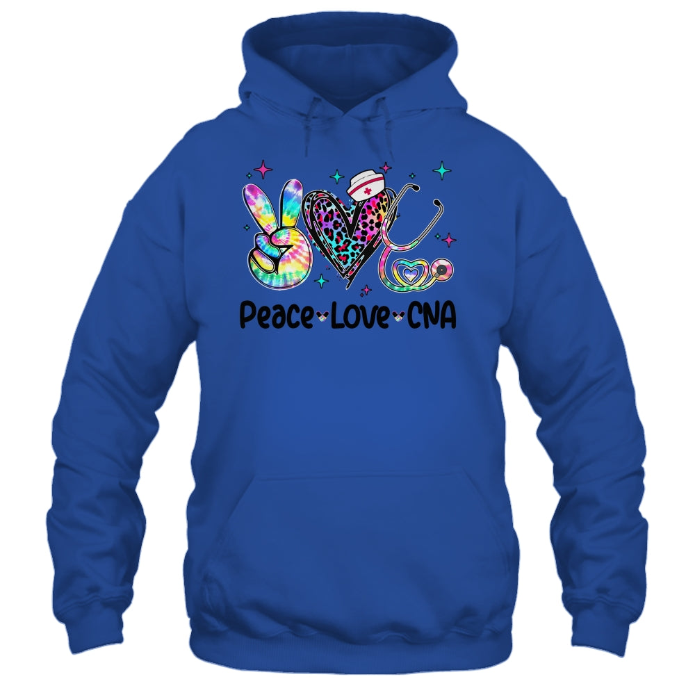 Peace Love CNA Leopard Heart Stethoscope Nursing Nurse Week Shirt & Tank Top | teecentury