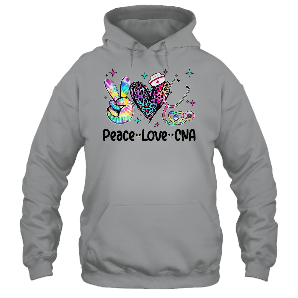 Peace Love CNA Leopard Heart Stethoscope Nursing Nurse Week Shirt & Tank Top | teecentury