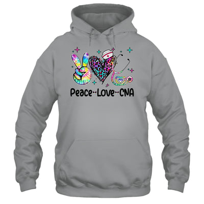 Peace Love CNA Leopard Heart Stethoscope Nursing Nurse Week Shirt & Tank Top | teecentury