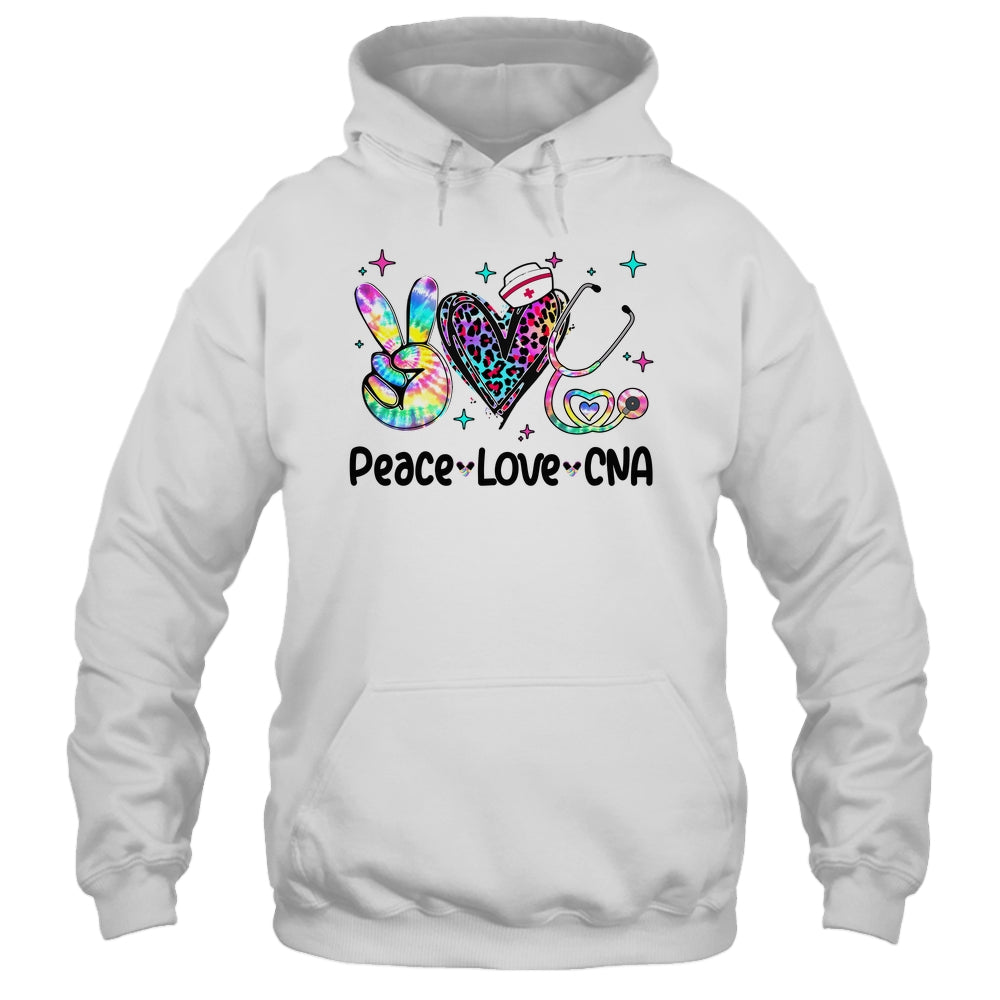 Peace Love CNA Leopard Heart Stethoscope Nursing Nurse Week Shirt & Tank Top | teecentury
