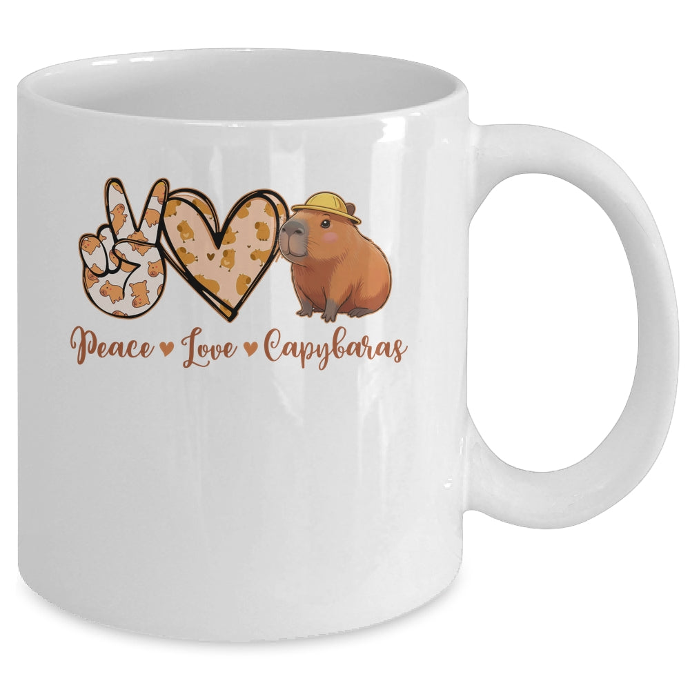 Peace Love Capybara Meme Capy Lover Kawaii Amine Kids Youth Mug | teecentury