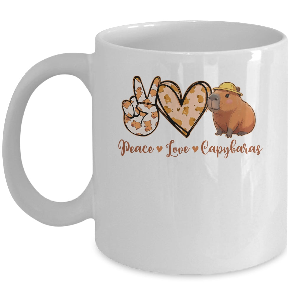 Peace Love Capybara Meme Capy Lover Kawaii Amine Kids Youth Mug | teecentury