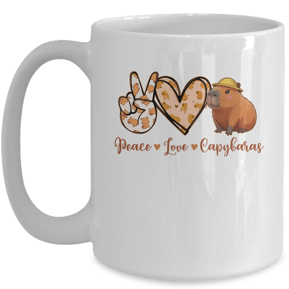 Peace Love Capybara Meme Capy Lover Kawaii Amine Kids Youth Mug | teecentury