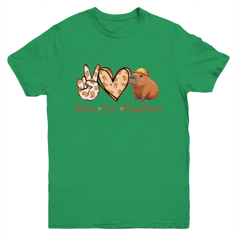 Peace Love Capybara Meme Capy Lover Kawaii Amine Kids Youth Youth Shirt | teecentury