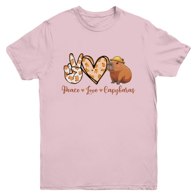 Peace Love Capybara Meme Capy Lover Kawaii Amine Kids Youth Youth Shirt | teecentury