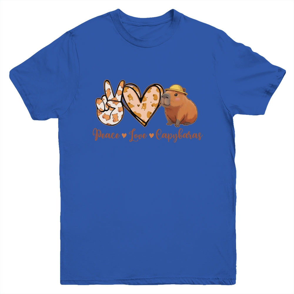 Peace Love Capybara Meme Capy Lover Kawaii Amine Kids Youth Youth Shirt | teecentury