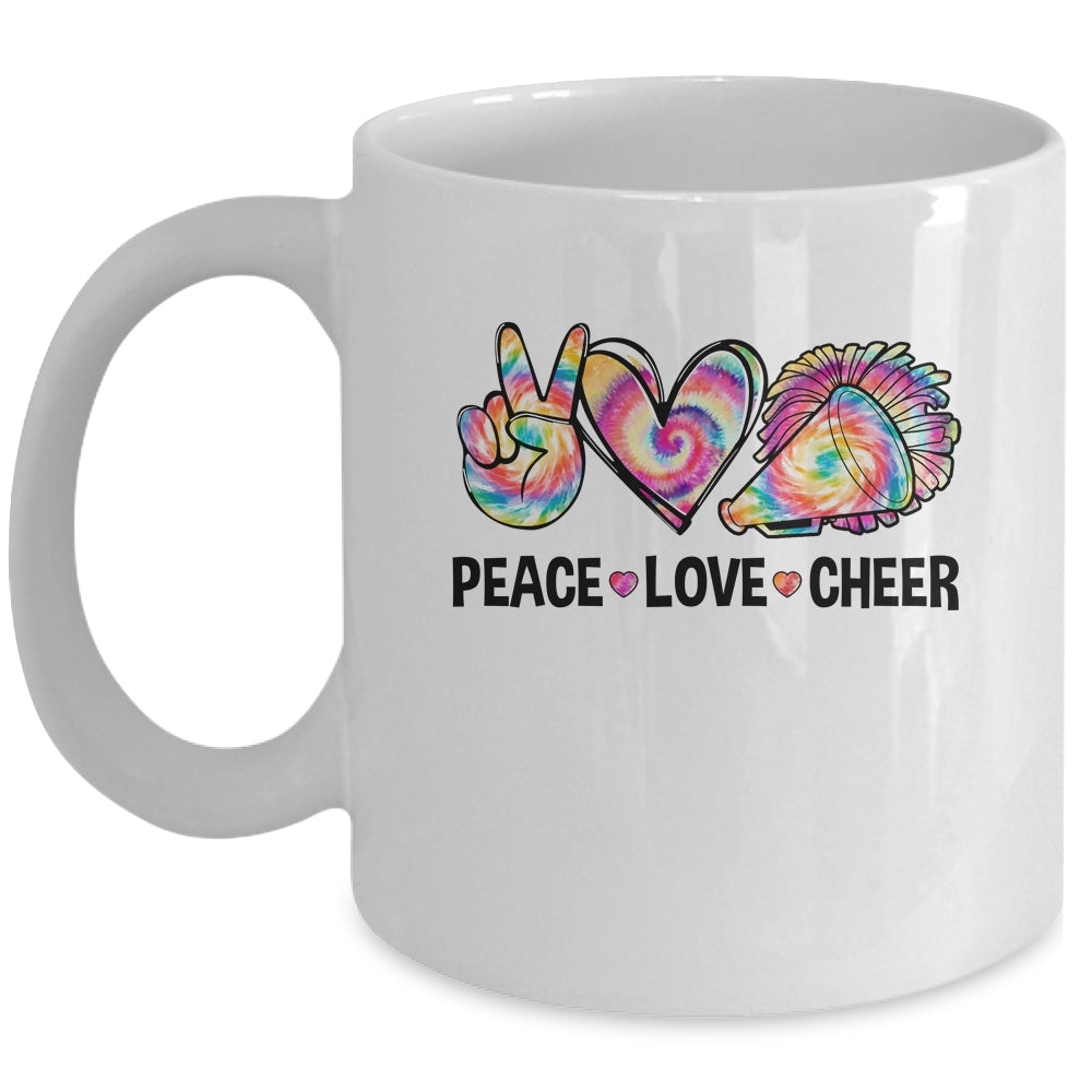 Peace Love Cheer Women Tie Dye Cheerleading Cheerleader Mug | teecentury
