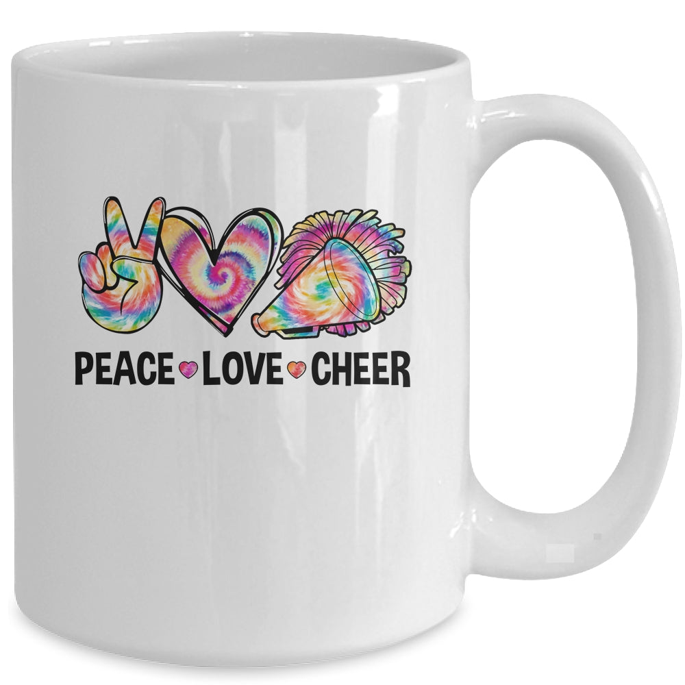 Peace Love Cheer Women Tie Dye Cheerleading Cheerleader Mug | teecentury
