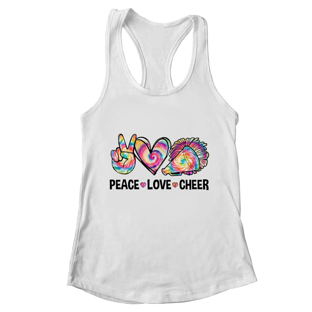 Peace Love Cheer Women Tie Dye Cheerleading Cheerleader Shirt & Tank Top | teecentury