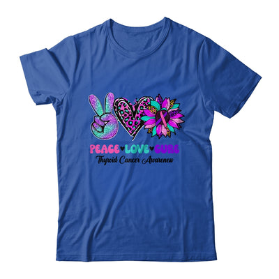 Peace Love Cure Blue Ribbon Thyroid Cancer Awareness Shirt & Hoodie | teecentury