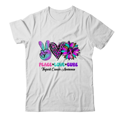 Peace Love Cure Blue Ribbon Thyroid Cancer Awareness Shirt & Hoodie | teecentury