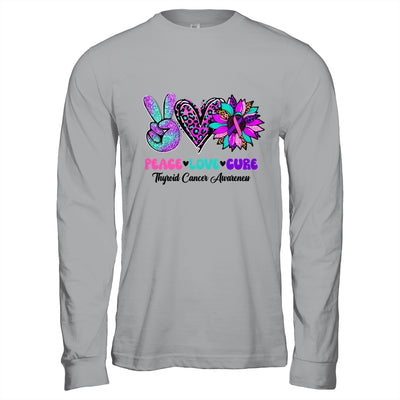 Peace Love Cure Blue Ribbon Thyroid Cancer Awareness Shirt & Hoodie | teecentury