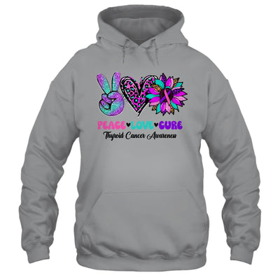 Peace Love Cure Blue Ribbon Thyroid Cancer Awareness Shirt & Hoodie | teecentury