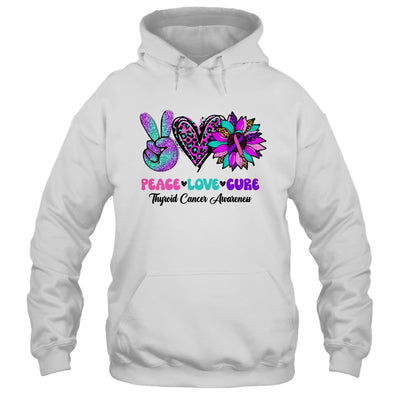 Peace Love Cure Blue Ribbon Thyroid Cancer Awareness Shirt & Hoodie | teecentury