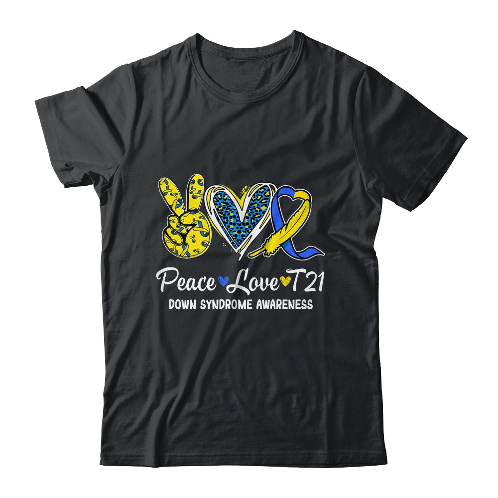 Peace Love Cure Blue Yellow Ribbon Down Syndrome Awareness Shirt & Hoodie | teecentury