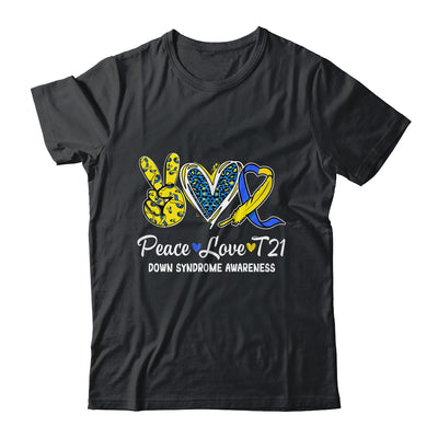 Peace Love Cure Blue Yellow Ribbon Down Syndrome Awareness Shirt & Hoodie | teecentury