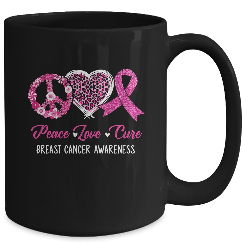 Peace Love Cure Pink Ribbon Cancer Breast Awareness Mug | teecentury