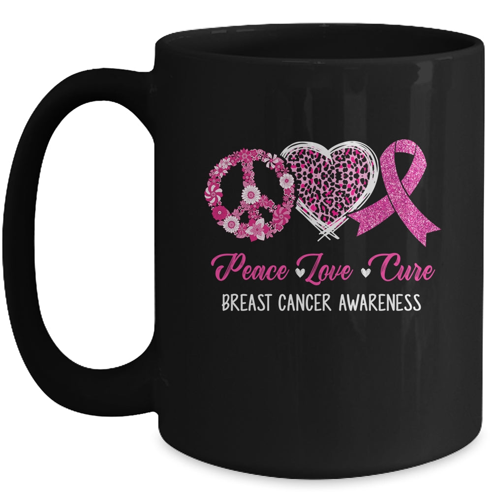 Peace Love Cure Pink Ribbon Cancer Breast Awareness Mug | teecentury