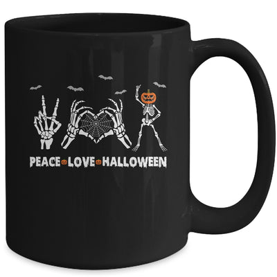 Peace Love Halloween Happy Halloween Pumpkin Skeleton Hands Mug | teecentury