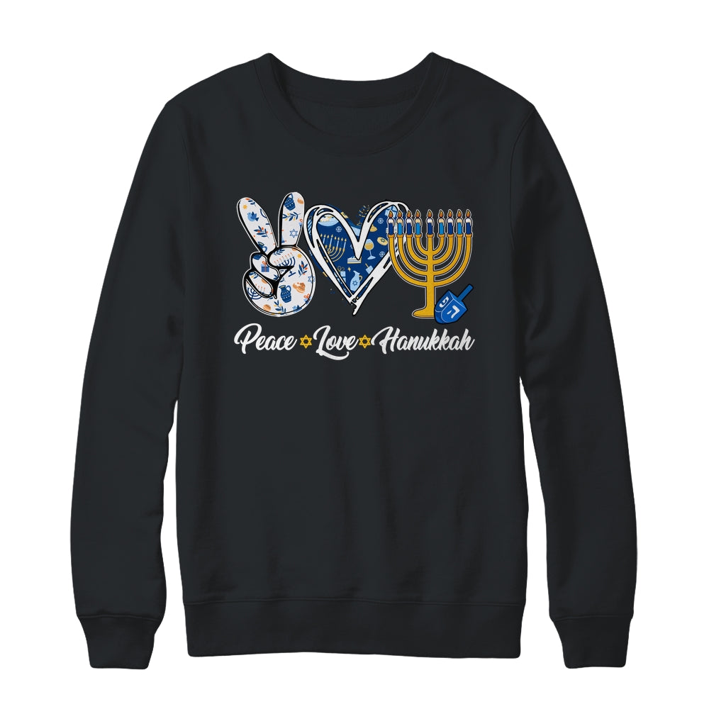 Peace Love Hanukkah Retro Chanukah Jewish Men Women Shirt & Sweatshirt | teecentury