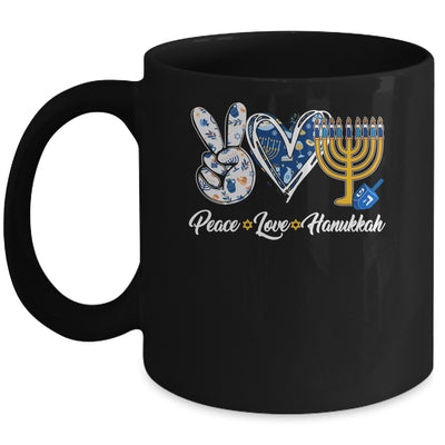 Peace Love Hanukkah Retro Chanukah Jewish Men Women Mug | teecentury