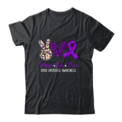 Peace Love Hope Purple Ribbon Drug Overdose Awareness Month Shirt & Tank Top | teecentury