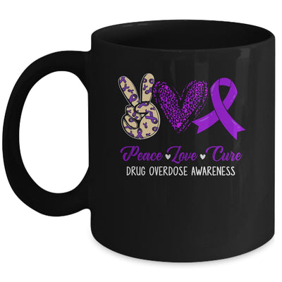 Peace Love Hope Purple Ribbon Drug Overdose Awareness Month Mug | teecentury